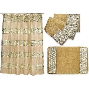 Bundle: 5 Items: Sinatra Shower Curtain, Bath Towel, Hand Towel, Fingertip Towel